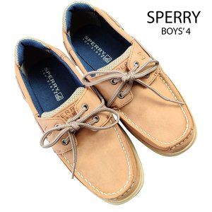 SPERRY Boys' Lanyard Boat Shoes Leather Tan Size 4
